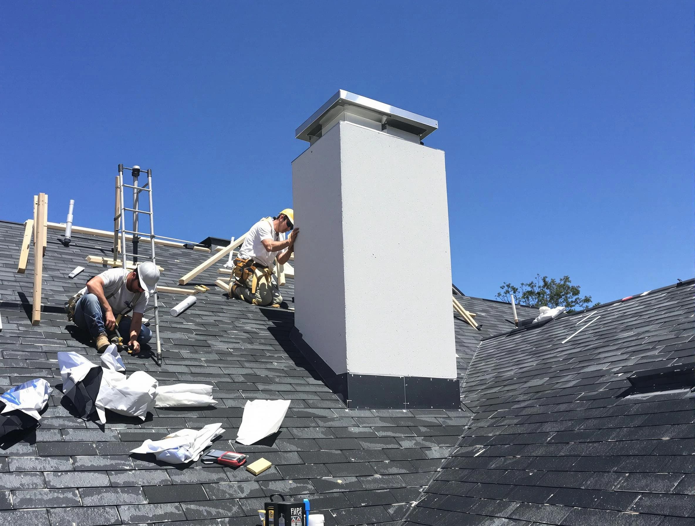 Littleton Chimney Sweep crew installing a new chimney in Littleton, CO