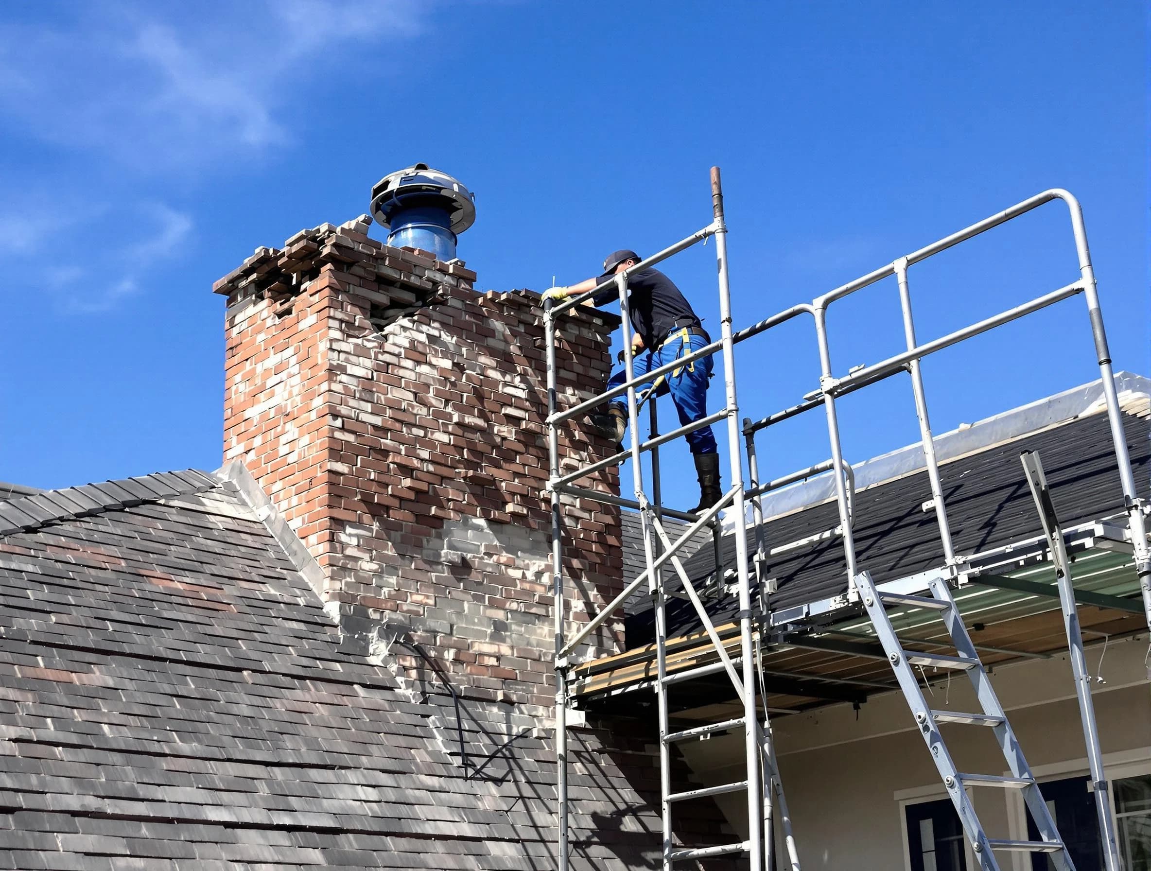 Rebuilding a chimney structure by Littleton Chimney Sweep in Littleton, CO
