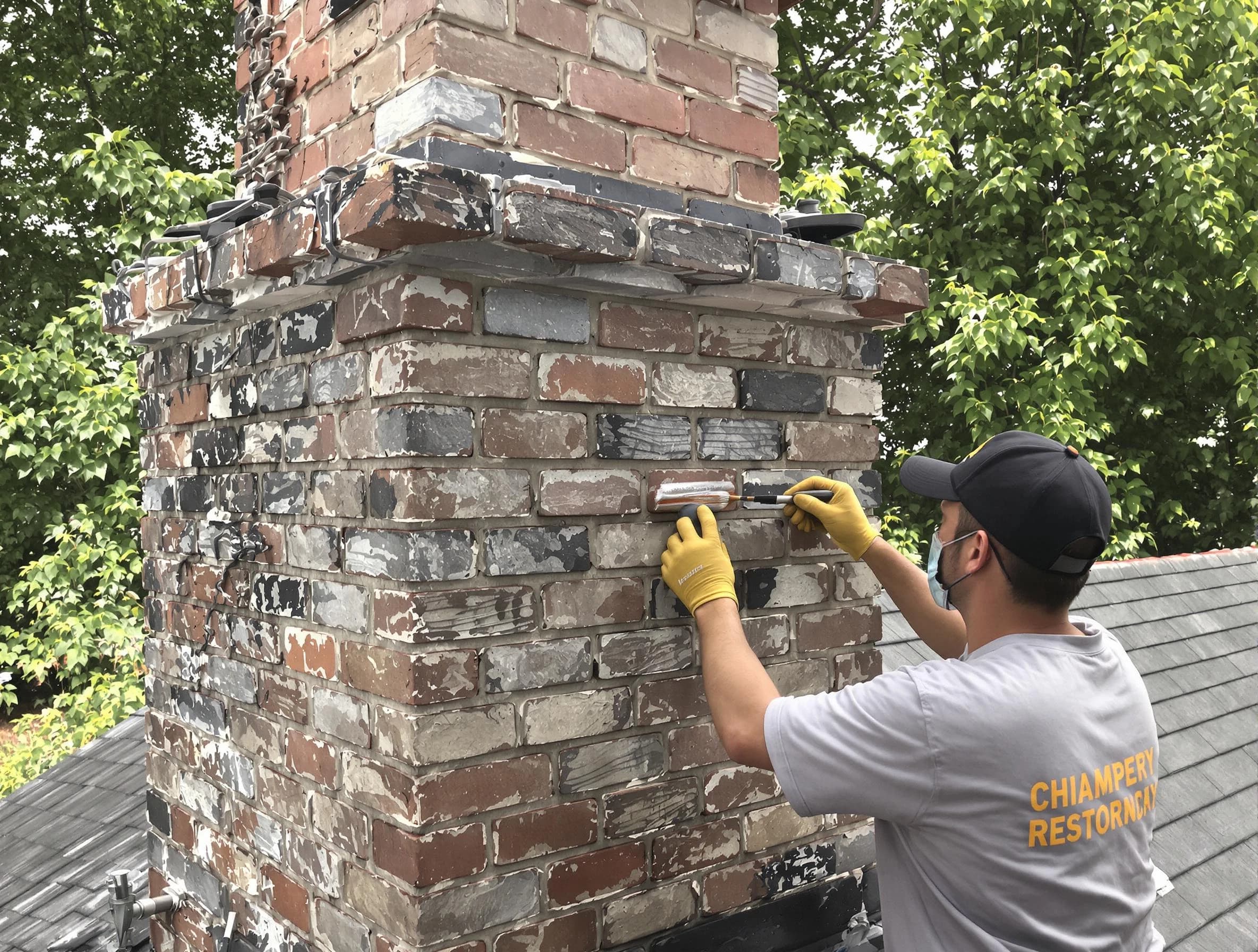 In-progress chimney restoration by Littleton Chimney Sweep in Littleton, CO