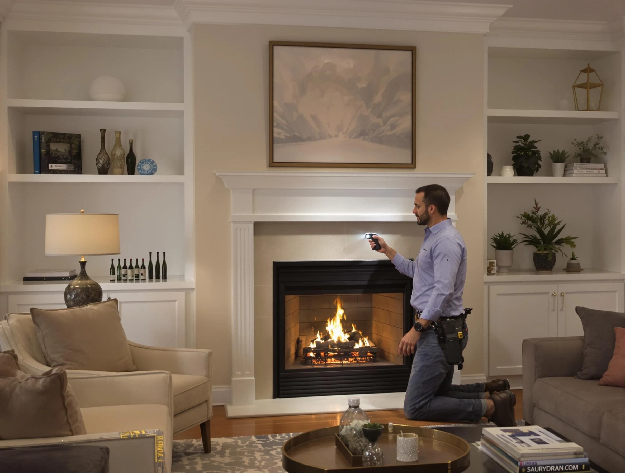 Littleton Chimney Sweep conducting a fireplace safety inspection in Littleton, CO