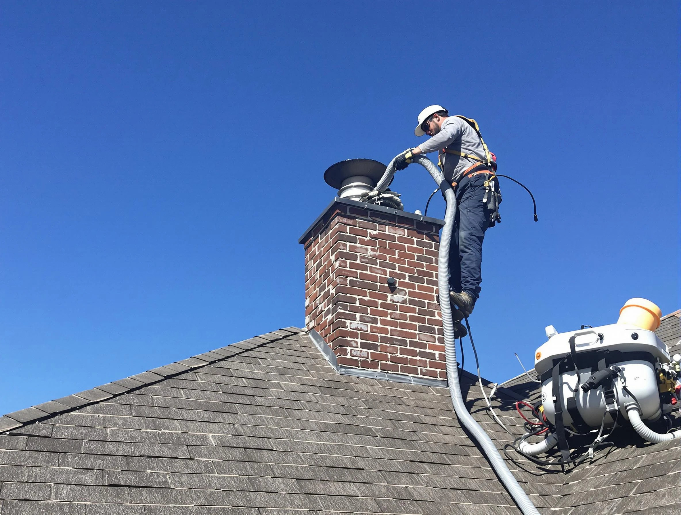 Dedicated Littleton Chimney Sweep team member cleaning a chimney in Littleton, CO