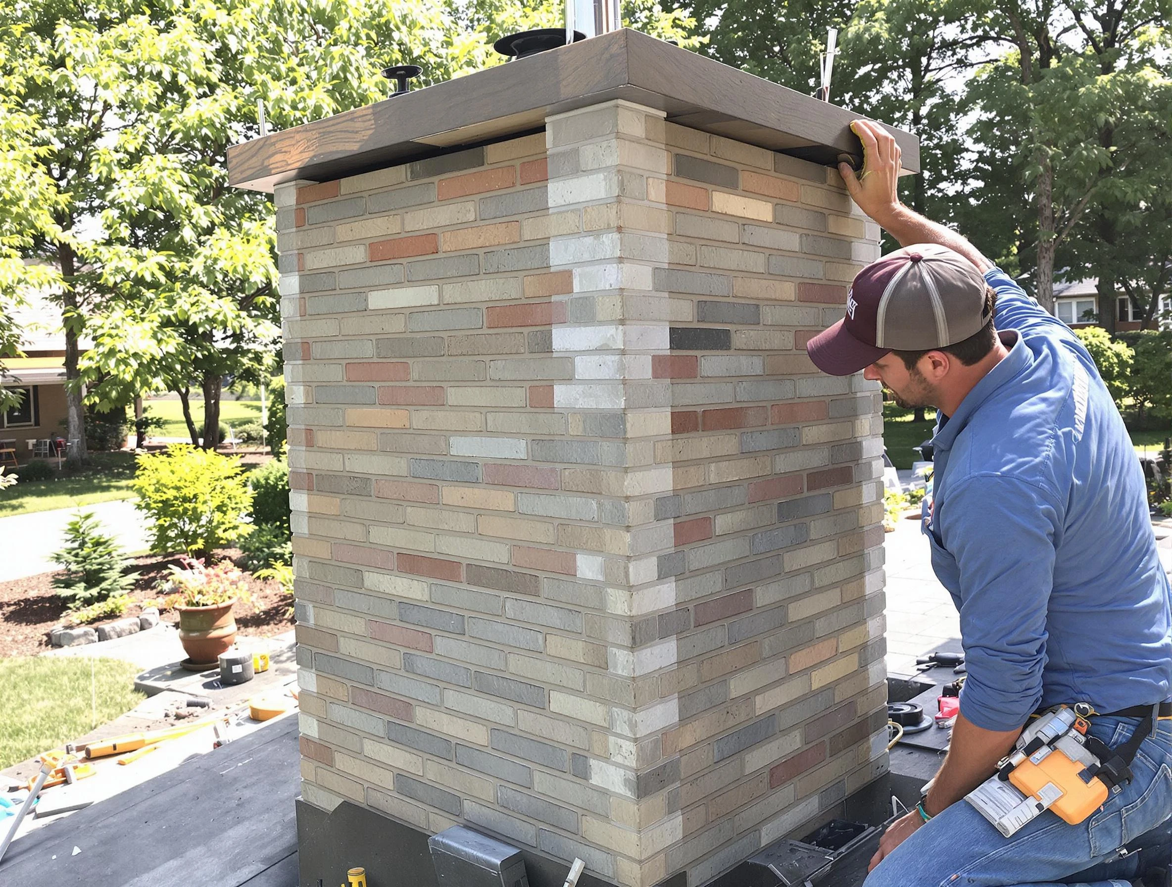 Littleton Chimney Sweep completing a modern chimney remodel in Littleton, CO