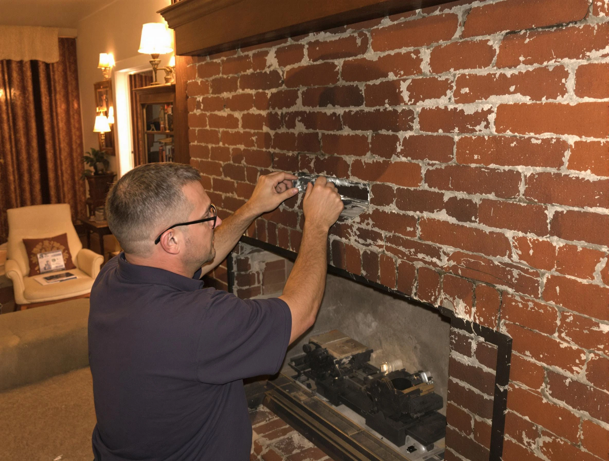 Littleton Chimney Sweep expert fixing a fireplace in Littleton, CO